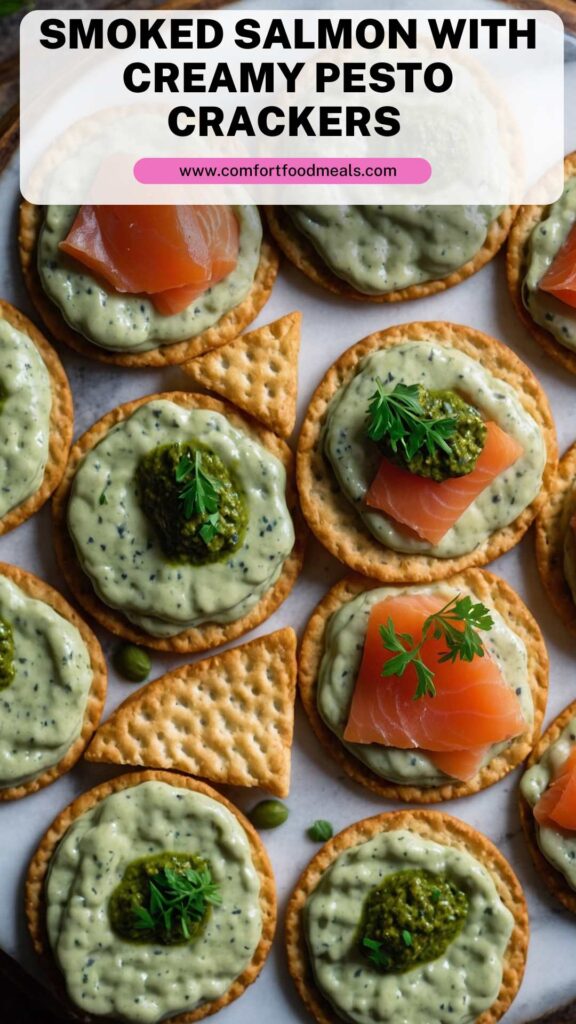 How to make Smoked Salmon with Creamy Pesto Crackers Recipe