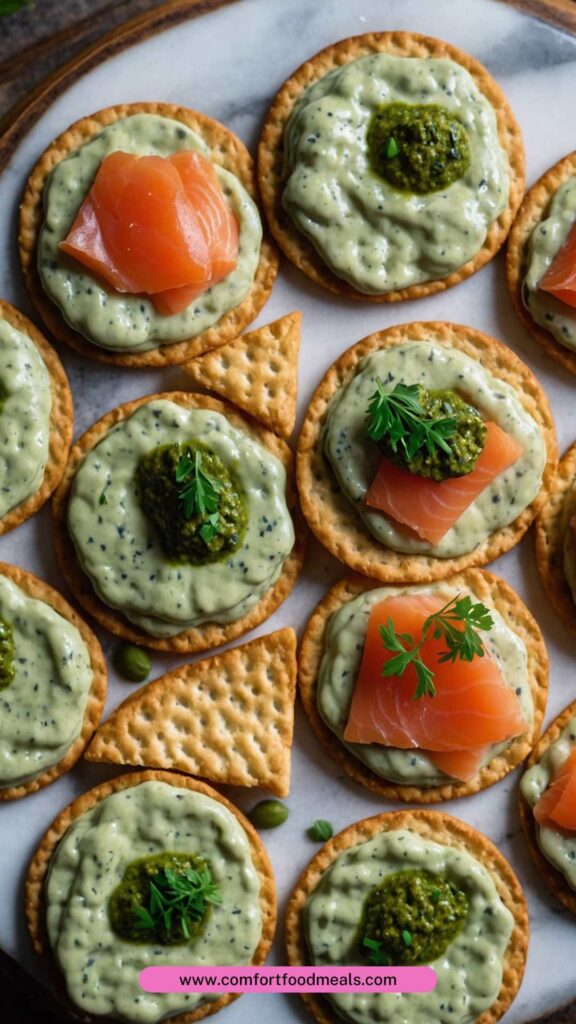 How to make Smoked Salmon with Creamy Pesto Crackers Recipe How to make Smoked Salmon with Creamy Pesto Crackers Recipe