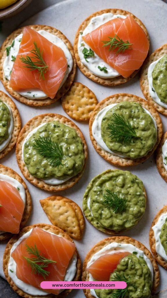 Smoked Salmon with Creamy Pesto Crackers Smoked Salmon with Creamy Pesto Crackers