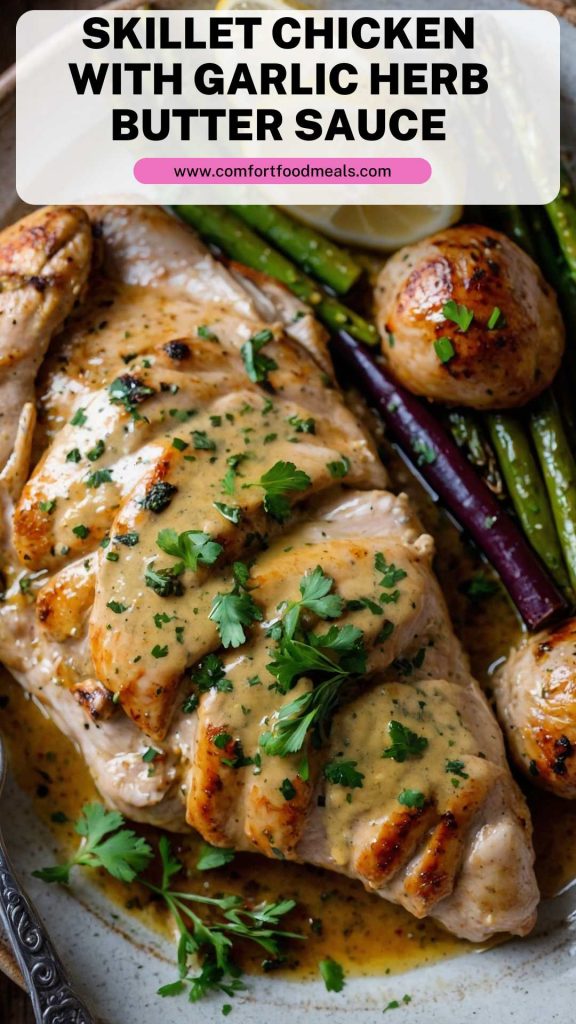 Skillet Chicken with Garlic Herb Butter Sauce