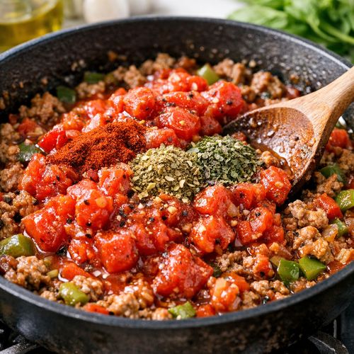 Step 8: Add Tomatoes and Seasonings
