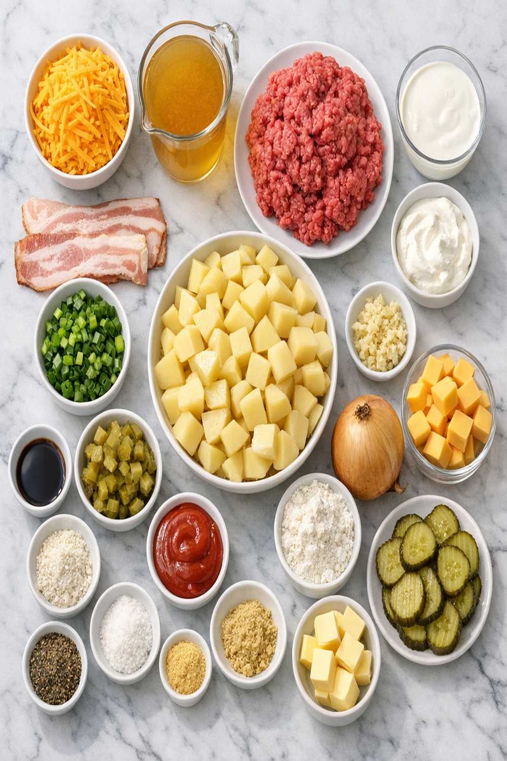 Cheeseburger Potato Soup Recipe ingredients