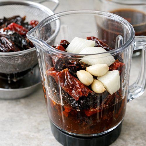 Step 4: Drain and Blend Your Rehydrated Chiles